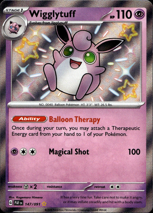 Wigglytuff 147/091 Shiny Rare Paldean Fates Pokemon Near Mint