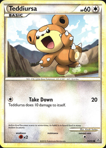 Teddiursa 65/95 Common HGSS Unleashed Pokemon Near Mint
