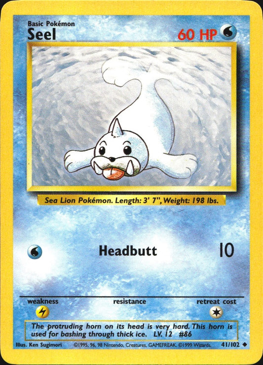 Seel 41/102 Uncommon Base Set Unlimited Pokemon Near Mint