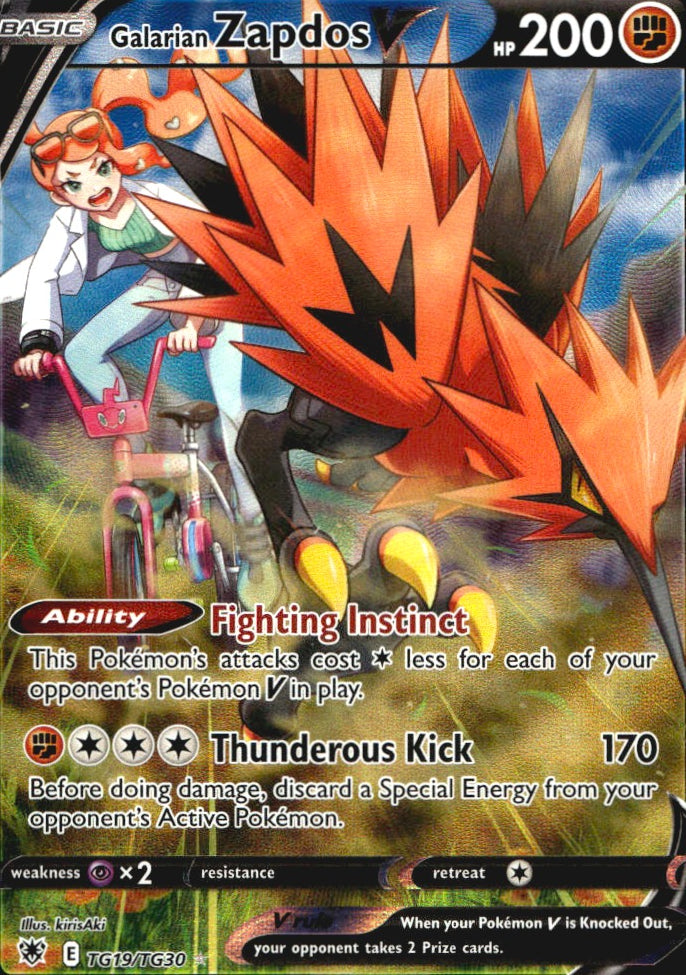 Galarian Zapdos V TG19/TG30 Holo Astral Radiance Trainer Gallery Pokemon NM