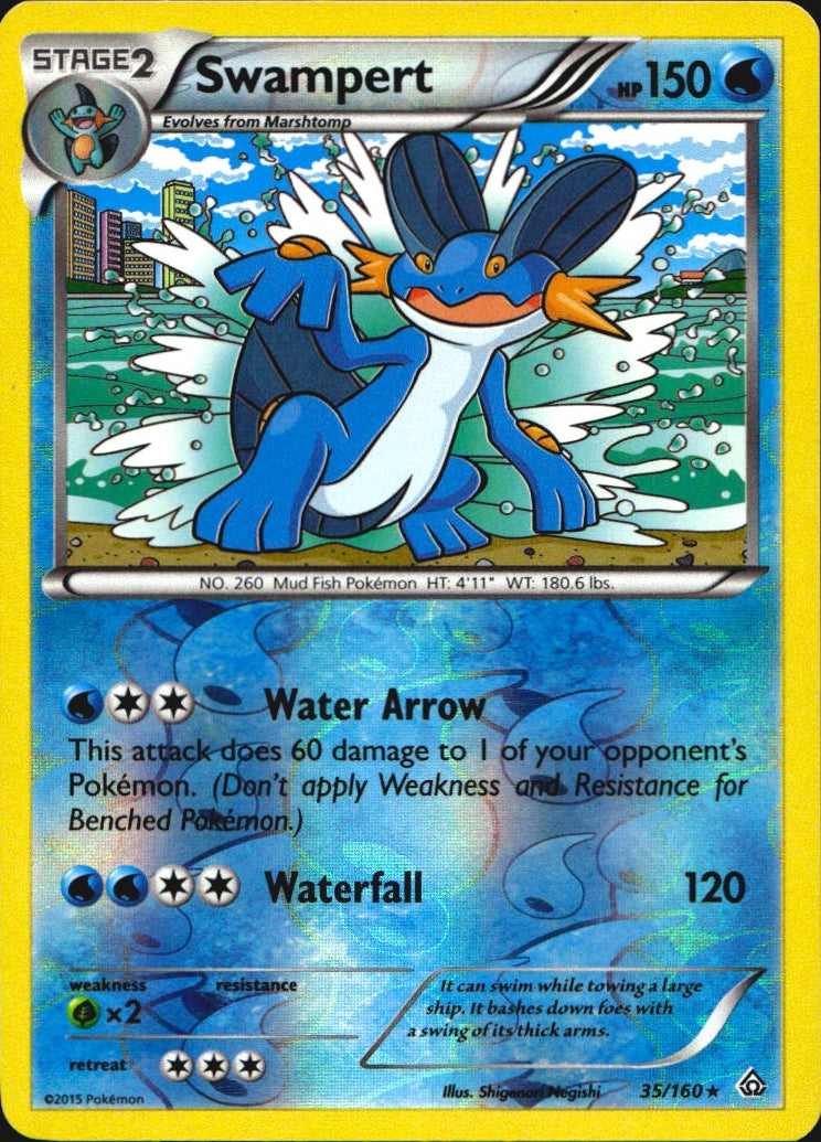 Swampert 35/160 Rare Primal Clash Pokemon Reverse Holo Near Mint
