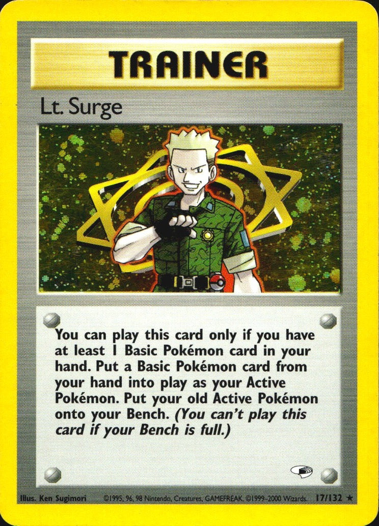 Lt. Surge 17/132 Holo Rare Gym Heroes Pokemon Lightly Played