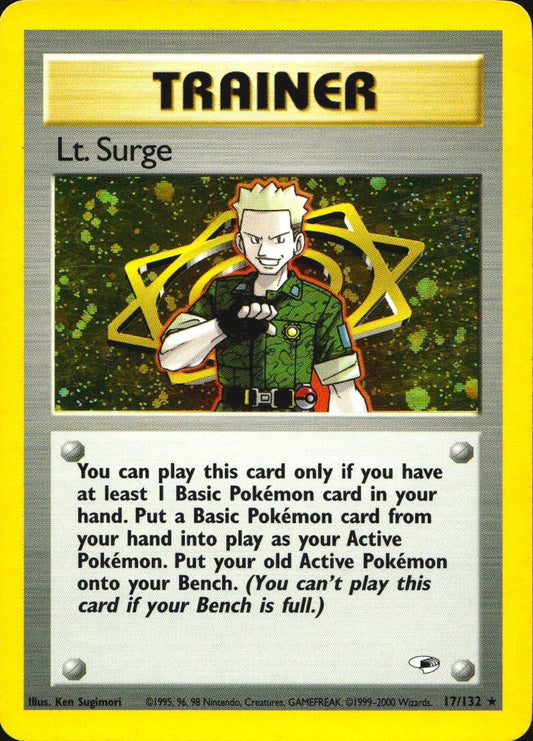 Lt. Surge 17/132 Holo Rare Gym Heroes Pokemon Lightly Played