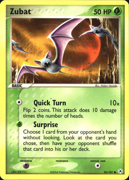 Zubat 83/101 Common Hidden Legends Pokemon Near Mint