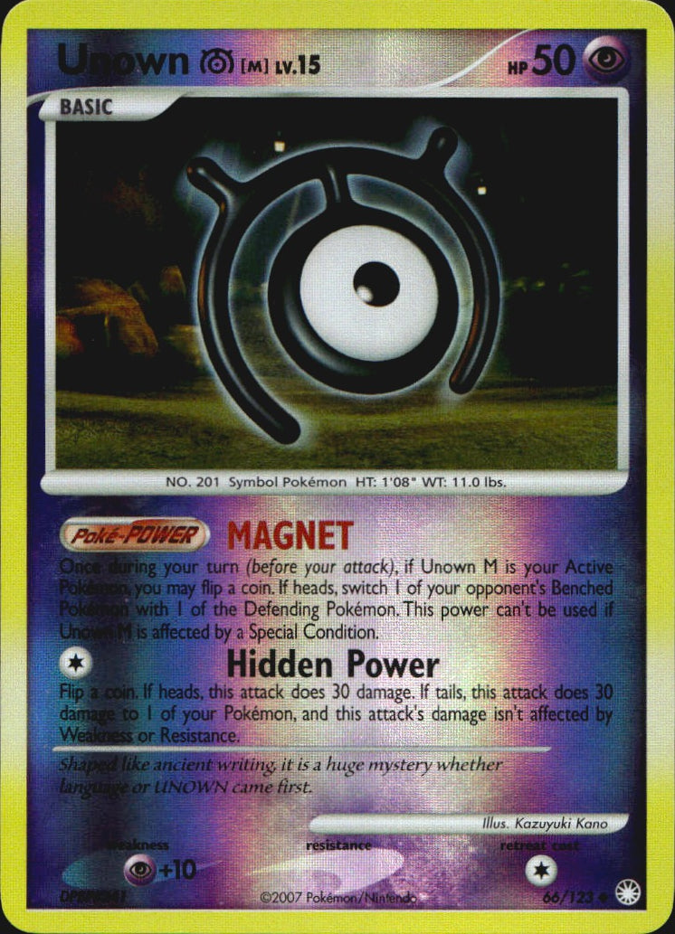Unown [M] 66/123 Uncommon Mysterious Treasures Pokemon Reverse Holo Near Mint