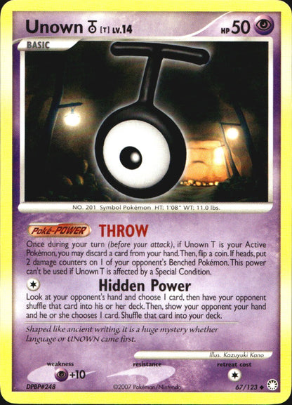 Unown [T] 67/123 Uncommon Mysterious Treasures Pokemon Near Mint
