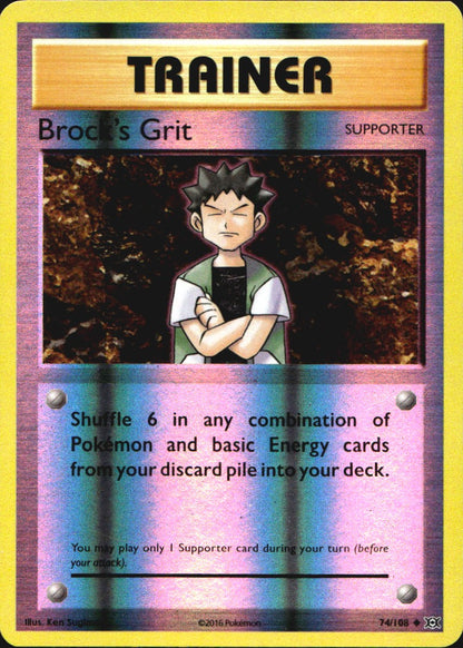 Brock's Grit 74/108 Uncommon Evolutions Pokemon Reverse Holo Near Mint