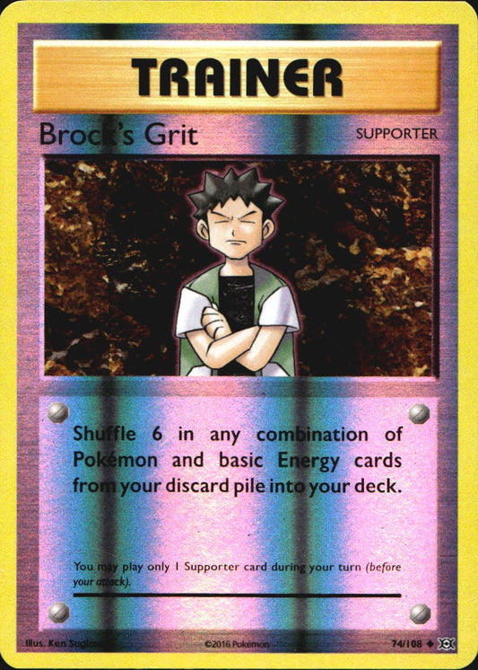 Brock's Grit 74/108 Uncommon Evolutions Pokemon Reverse Holo Near Mint