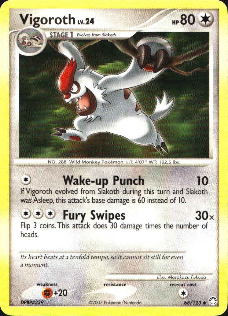 Vigoroth 68/123 Uncommon Mysterious Treasures Pokemon Near Mint