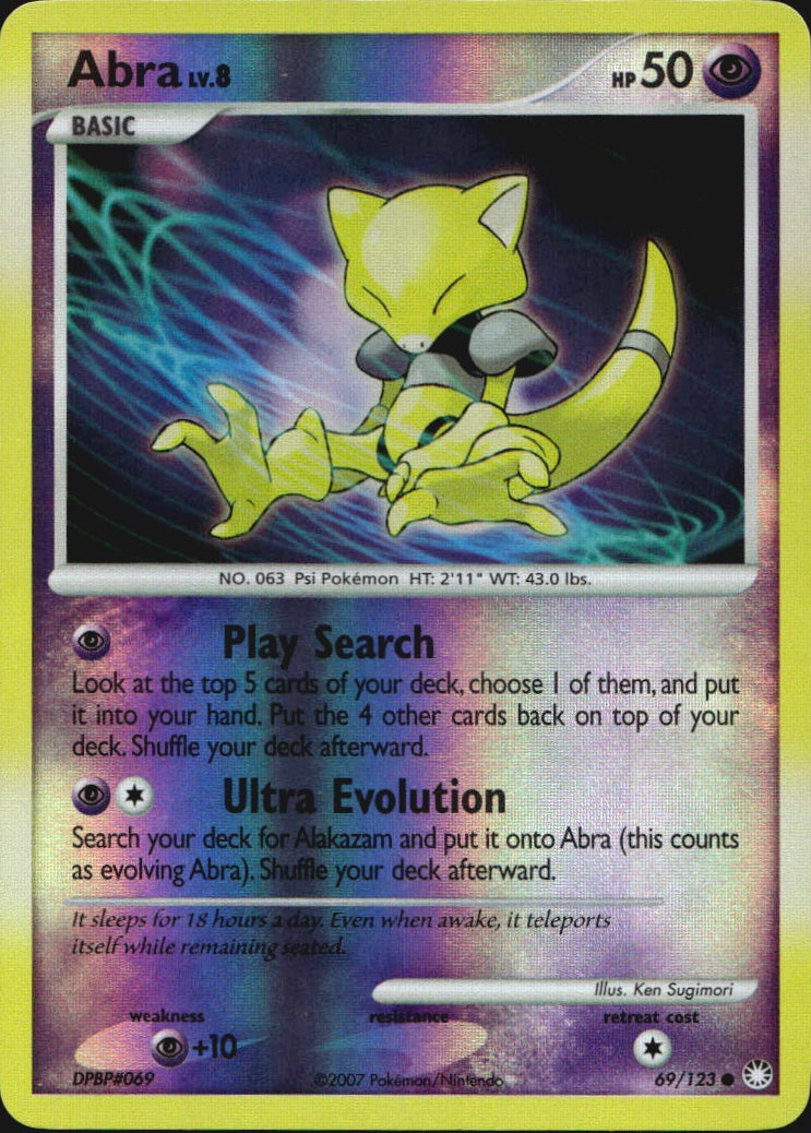 Abra 69/123 Common Mysterious Treasures Pokemon Reverse Holo Near Mint
