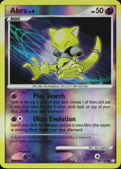 Abra 69/123 Common Mysterious Treasures Pokemon Reverse Holo Near Mint