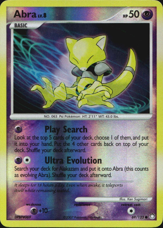 Abra 69/123 Common Mysterious Treasures Pokemon Reverse Holo Near Mint