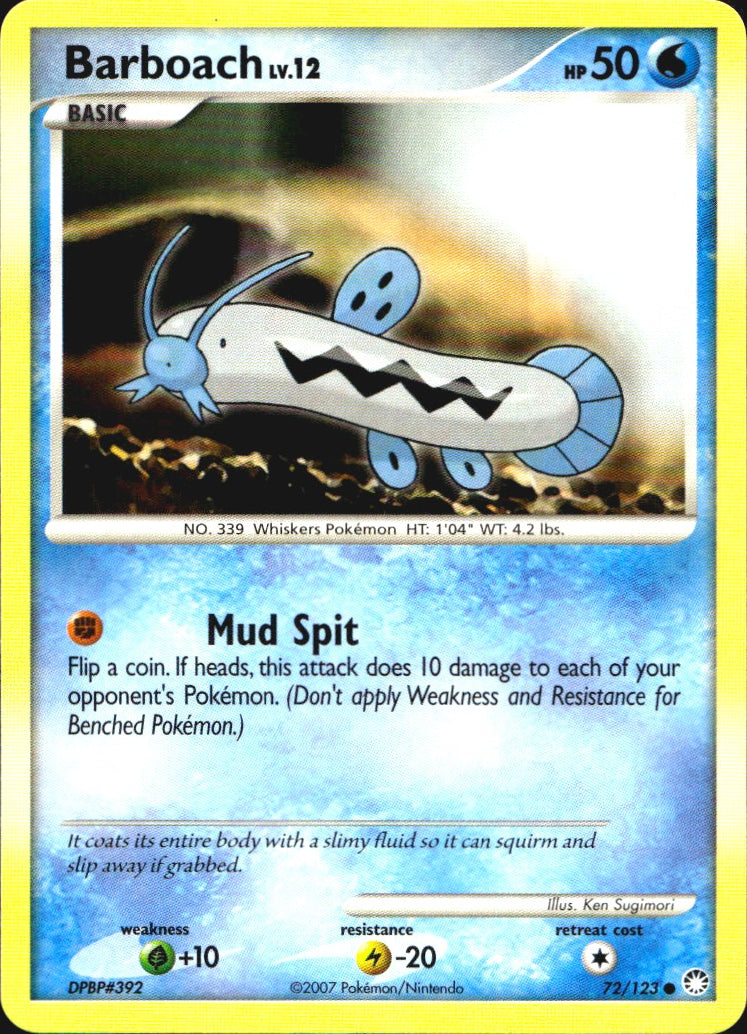 Barboach 72/123 Common Mysterious Treasures Pokemon Near Mint