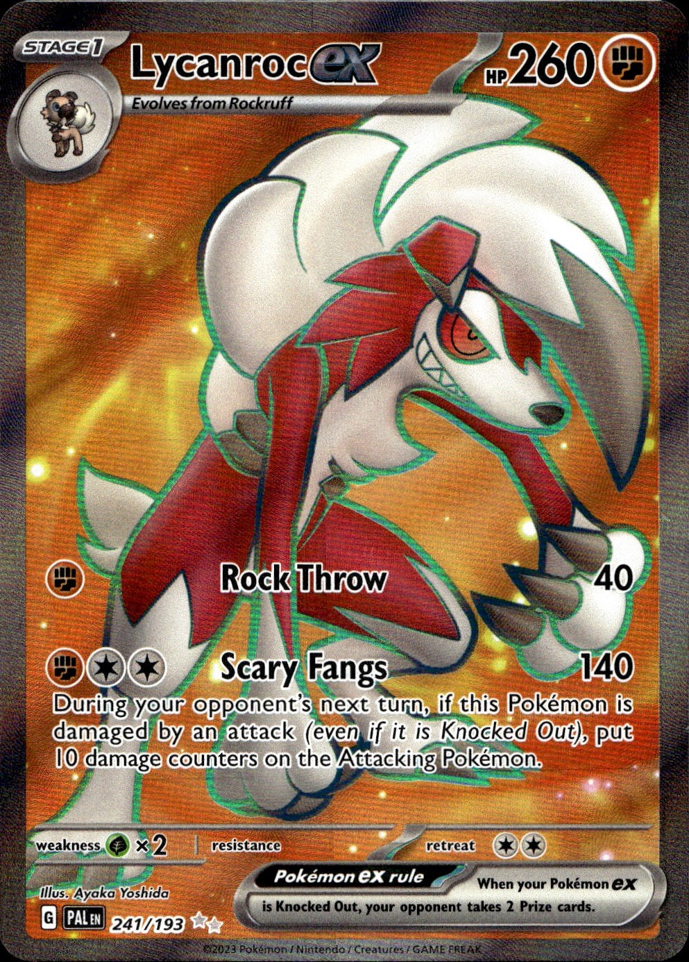 Lycanroc ex 241/193 Ultra Rare Paldea Evolved Pokemon Near Mint