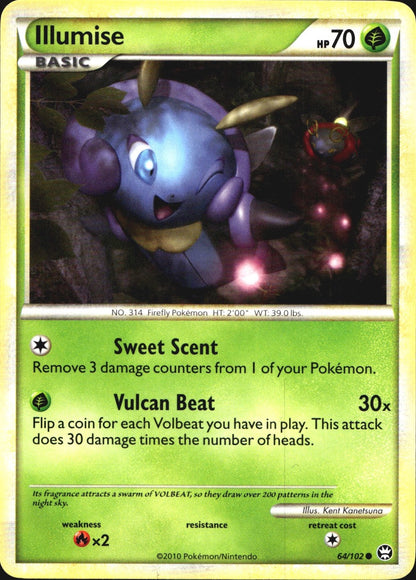 Illumise 64/102 Common HGSS Triumphant Pokemon Near Mint