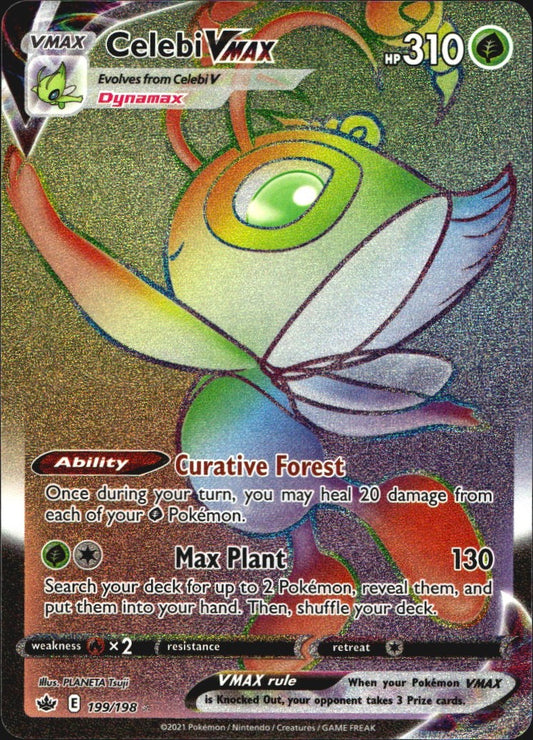 Celebi VMAX 199/198 Rainbow Rare Chilling Reign Near Mint