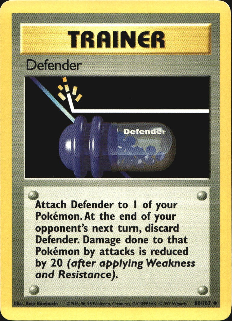 Defender 80/102 Uncommon Base Set Pokemon Near Mint