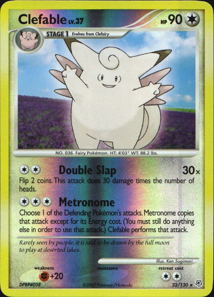 Clefable 22/130 Rare Diamond & Pearl Pokemon Reverse Holo Near Mint