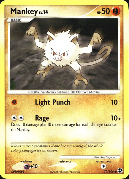 Mankey 79/106 Common Great Encounters Pokemon Near Mint