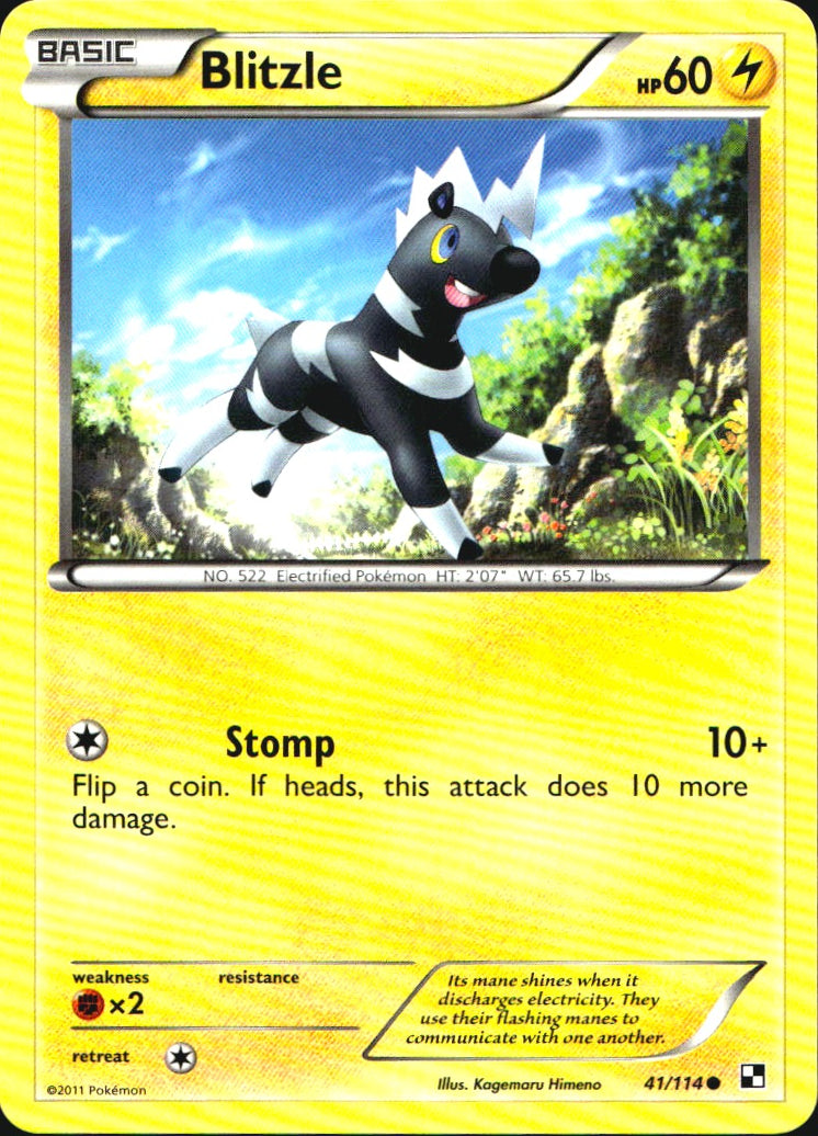 Blitzle 41/114 Common Black & White Pokemon Near Mint