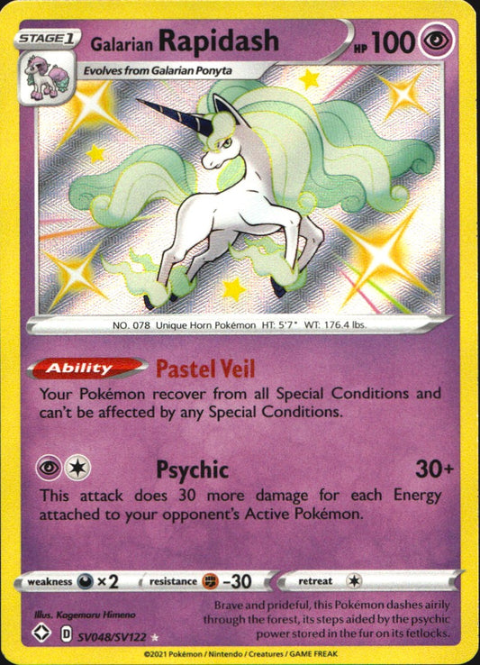 Galarian Rapidash SV048/SV122 Rare Shiny Shining Fates Shiny Vault Pokemon NM