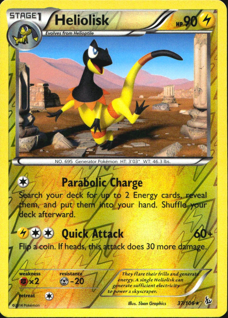 Heliolisk 37/106 Rare Flashfire Pokemon Reverse Holo Near Mint