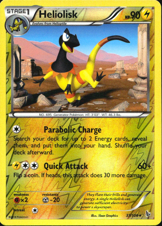 Heliolisk 37/106 Rare Flashfire Pokemon Reverse Holo Near Mint