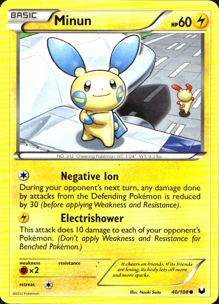 Minun 40/108 Common Dark Explorers Pokemon Near Mint