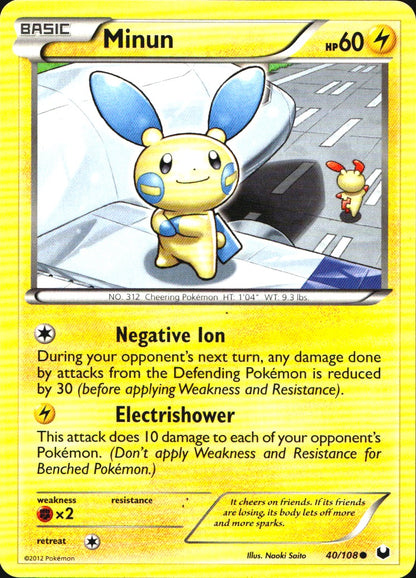Minun 40/108 Common Dark Explorers Pokemon Near Mint