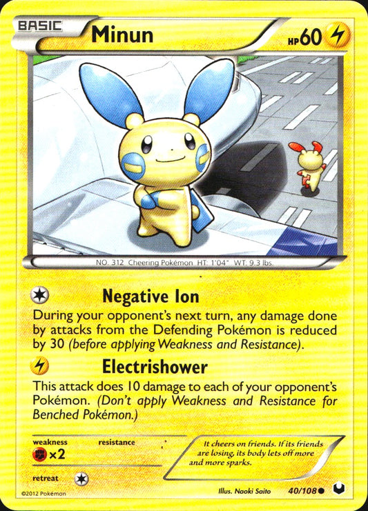 Minun 40/108 Common Dark Explorers Pokemon Near Mint