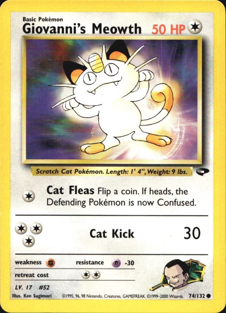 Giovanni's Meowth 74/132 Common Gym Challenge Pokemon Near Mint