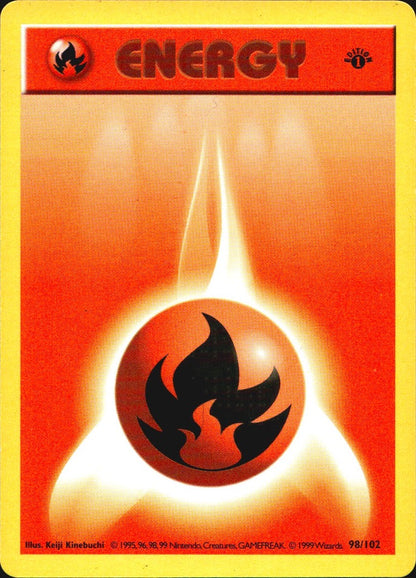 Fire Energy 98/102 Common Base Set Shadowless Pokemon 1st Edition Lightly Played