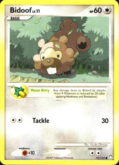 Bidoof 73/123 Common Mysterious Treasures Pokemon Near Mint