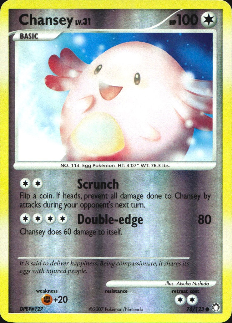 Chansey 76/123 Common Mysterious Treasures Pokemon Reverse Holo Near Mint