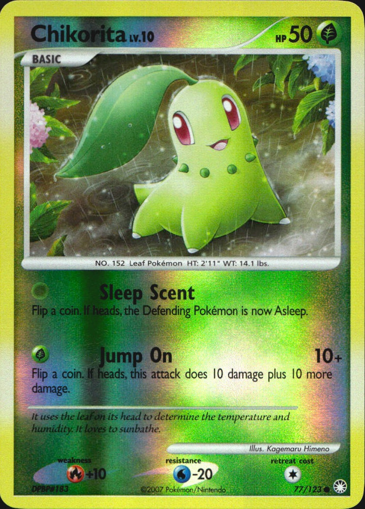 Chikorita 77/123 Common Mysterious Treasures Pokemon Reverse Holo Near Mint