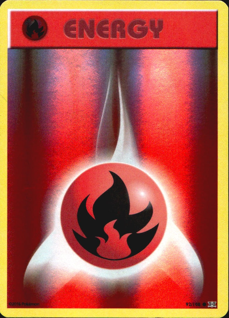 Fire Energy 92/108 Common Evolutions Pokemon Reverse Holo Near Mint