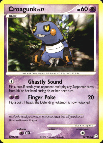 Croagunk 78/123 Common Mysterious Treasures Pokemon Near Mint