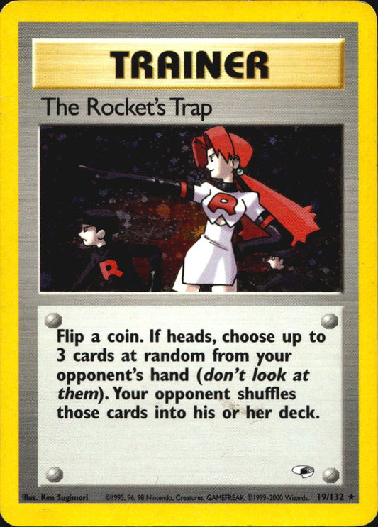 The Rocket's Trap 19/132 Holo Rare Gym Heroes Pokemon Moderately Played