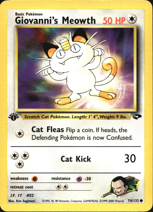 Giovanni's Meowth 74/132 Common Gym Challenge Pokemon 1st Edition Near Mint