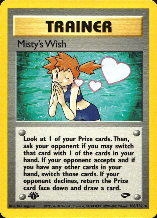 Misty's Wish 108/132 Rare Gym Challenge Pokemon 1st Edition Near Mint
