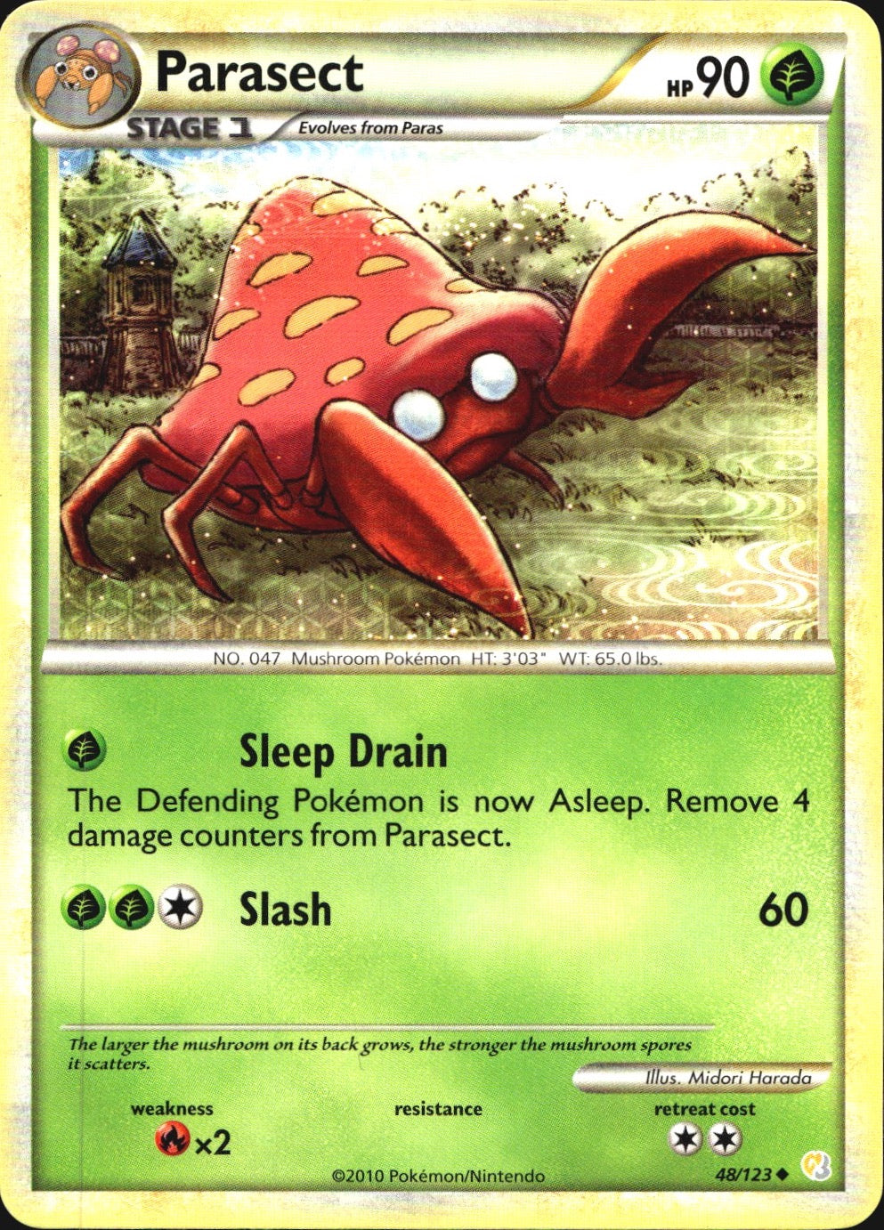 Parasect 48/123 Uncommon HeartGold & SoulSilver Pokemon Near Mint