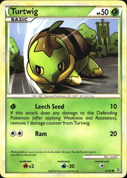 Turtwig 67/95 Common HGSS Unleashed Pokemon Near Mint