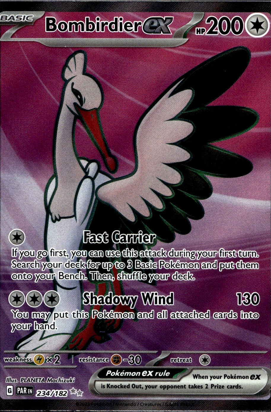 Bombirdier ex 234/182 Ultra Rare Paradox Rift Pokemon Near Mint