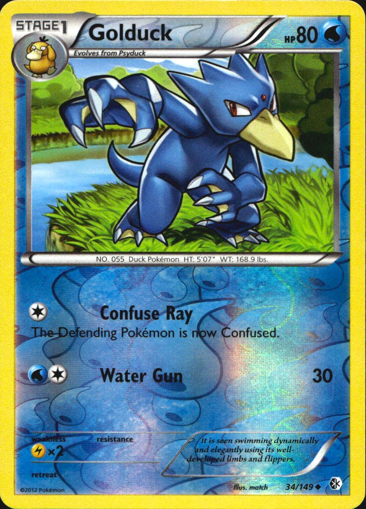 Golduck 34/149 Uncommon Boundaries Crossed Pokemon Reverse Holo Near Mint