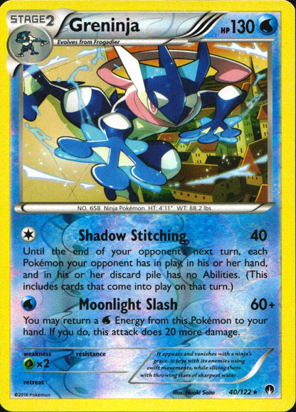 Greninja 40/122 Rare BREAKpoint Pokemon Reverse Holo Near Mint