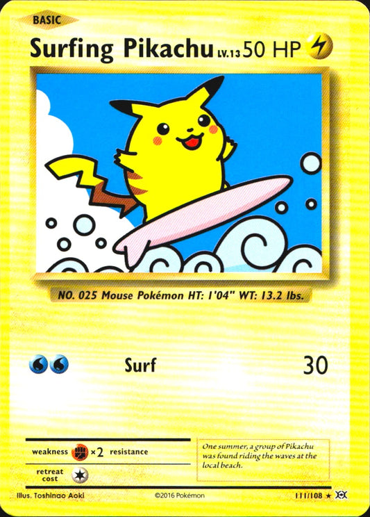Surfing Pikachu 111/108 Secret Rare Evolutions Pokemon Near Mint