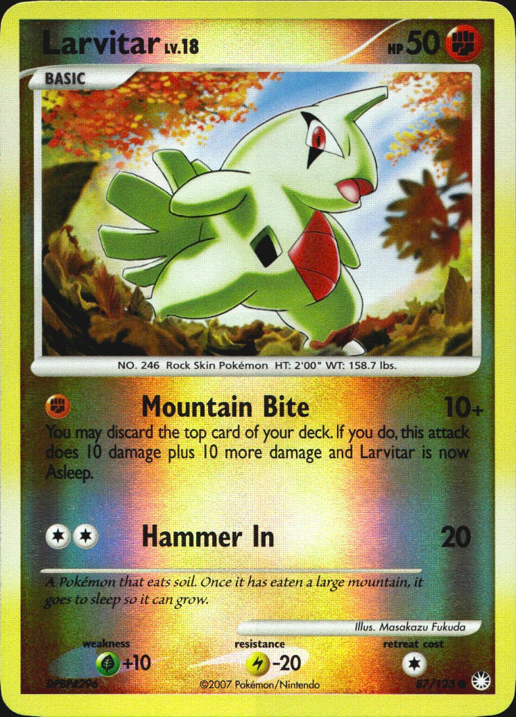 Larvitar 87/123 Common Mysterious Treasures Pokemon Reverse Holo Near Mint