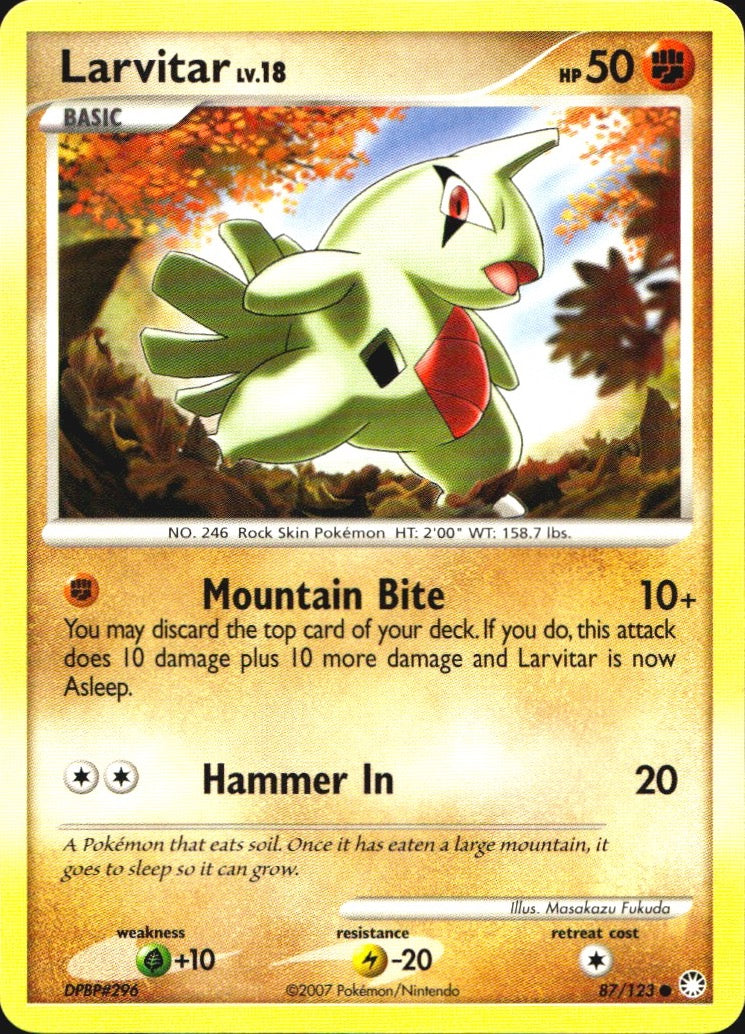 Larvitar 87/123 Common Mysterious Treasures Pokemon Near Mint