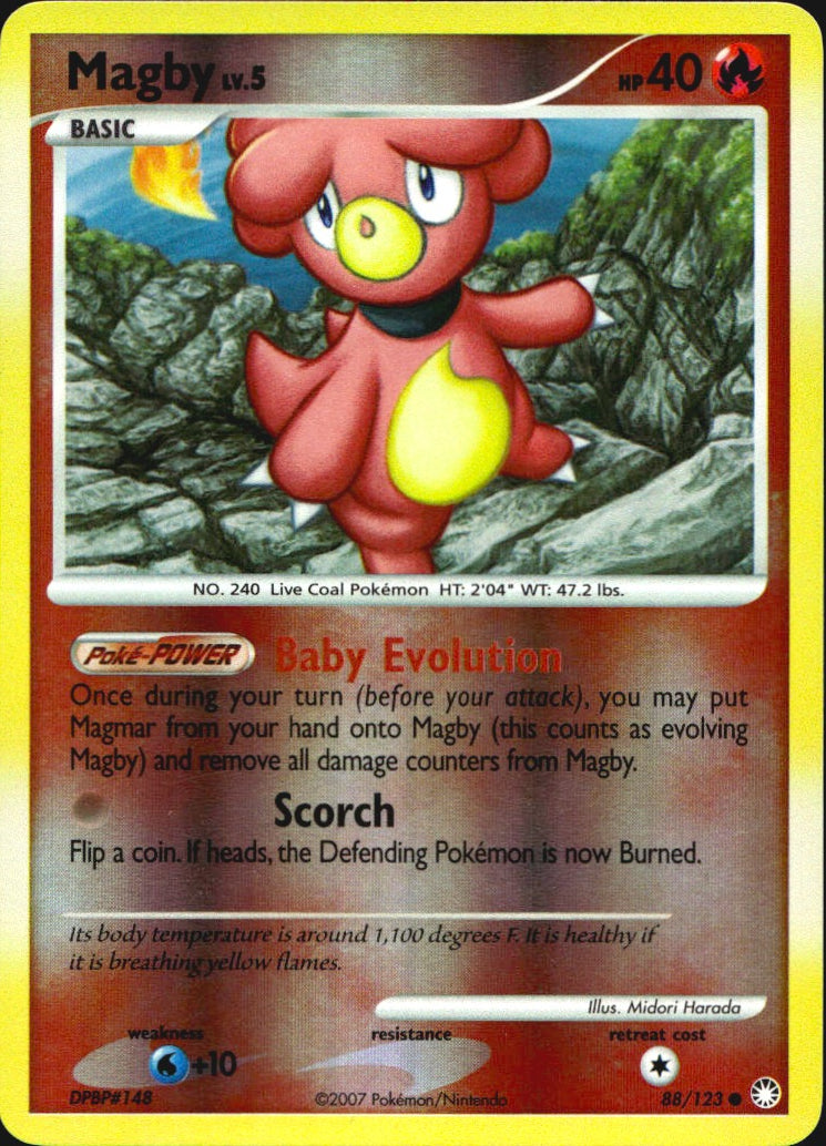 Magby 88/123 Common Mysterious Treasures Pokemon Reverse Holo Near Mint