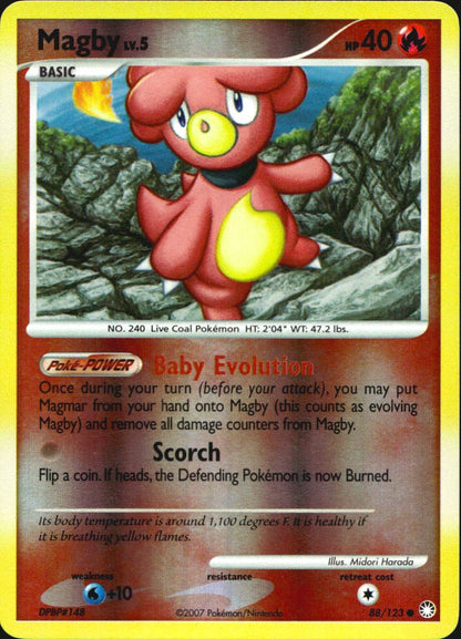 Magby 88/123 Common Mysterious Treasures Pokemon Reverse Holo Near Mint